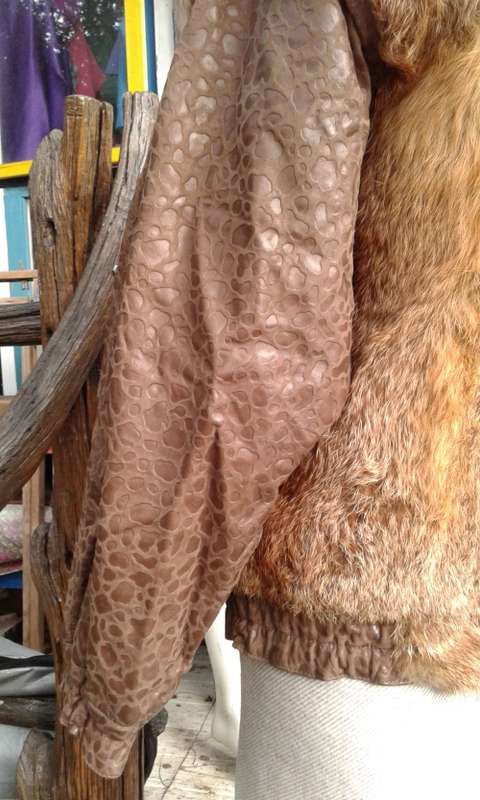 Vintage Soft Nappa Leather Genuine Fox Fur Designer Jacket Bat Sleeves Size 10 Made In Germany