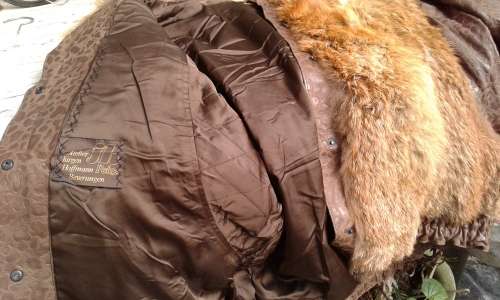 Vintage Soft Nappa Leather Genuine Fox Fur Designer Jacket Bat Sleeves Size 10 Made In Germany