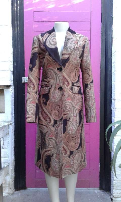 Exquisite Italian Designer  Coat By Etro Milano Paisley Pattern Size 10 Excellent Condition