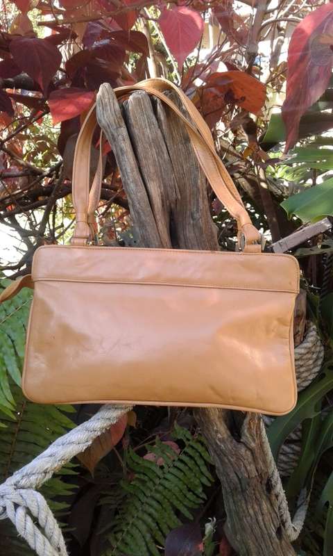 Vintage 1970s Light Brown Leather Handbag 35cm x 20cm