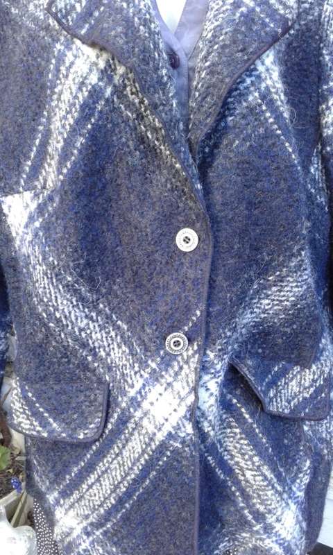Pure Wool Blue And White Winter Jacket Coat Made In Germany  Size 12 to 14