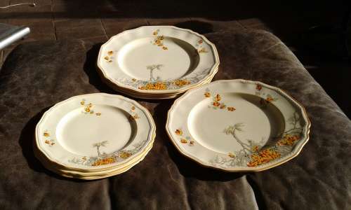 Set Alfred Meakin Astoria Shape Marigold CORALIE 3 Dinner Plates 3 Bread Plates 1 Medium Sized Plate