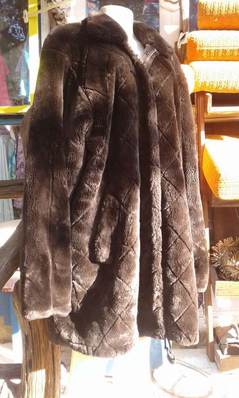 Searle Blatt Studio Chocolate Brown Faux Fur Designer Coat Made In USA Size 14 to 16