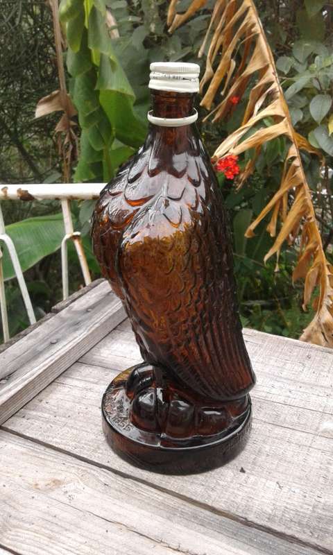 RARE Vintage Golden Eagle Malt Whiskey Glass Bottle Mohan Meakin Breweries India Lid But No Head