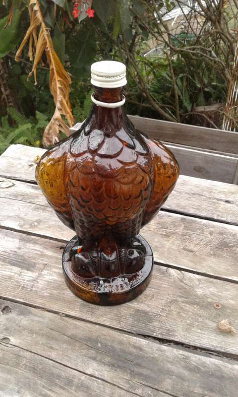 RARE Vintage Golden Eagle Malt Whiskey Glass Bottle Mohan Meakin Breweries India Lid But No Head