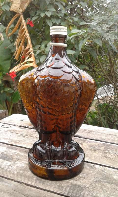 RARE Vintage Golden Eagle Malt Whiskey Glass Bottle Mohan Meakin Breweries India Lid But No Head