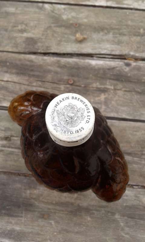 RARE Vintage Golden Eagle Malt Whiskey Glass Bottle Mohan Meakin Breweries India Lid But No Head