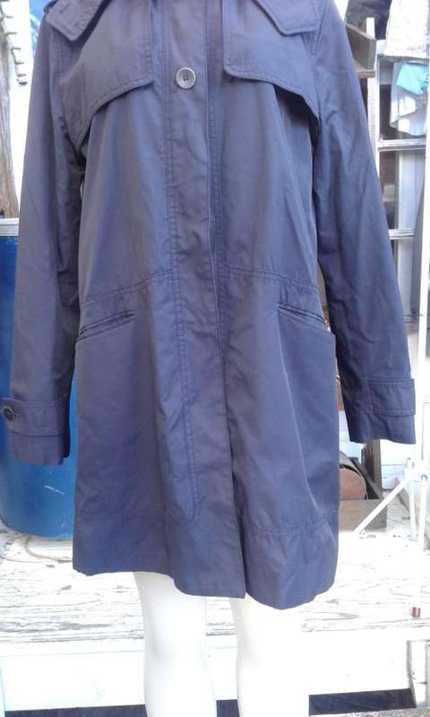 Zara Trafaluc Navy Blue All Weather Coat With Detachable Hood As New Size 12