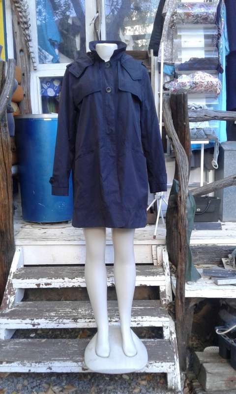 Zara Trafaluc Navy Blue All Weather Coat With Detachable Hood As New Size 12