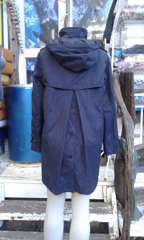 Zara Trafaluc Navy Blue All Weather Coat With Detachable Hood As New Size 12