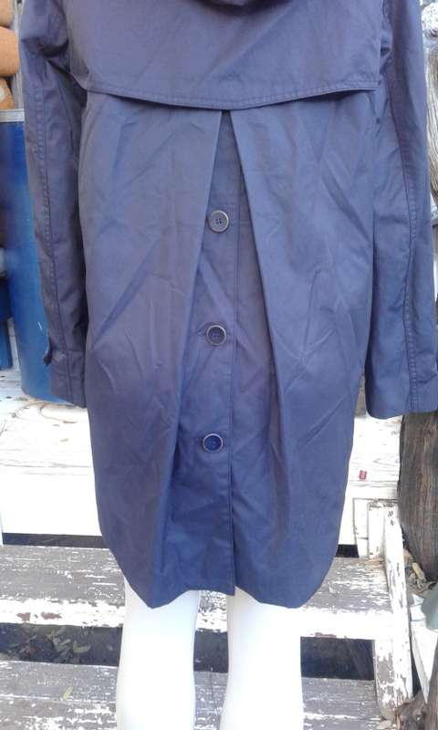 Zara Trafaluc Navy Blue All Weather Coat With Detachable Hood As New Size 12