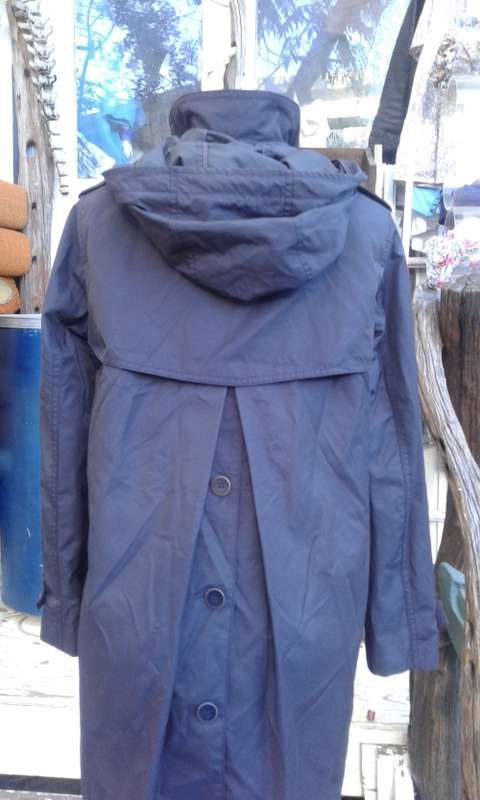 Zara Trafaluc Navy Blue All Weather Coat With Detachable Hood As New Size 12