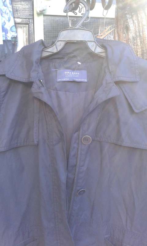 Zara Trafaluc Navy Blue All Weather Coat With Detachable Hood As New Size 12