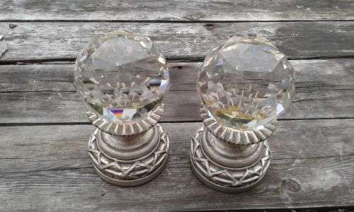 Large High Quality Genuine Prism Crystal Curtain Rod Finials Rail Ends Dual Pack In Box