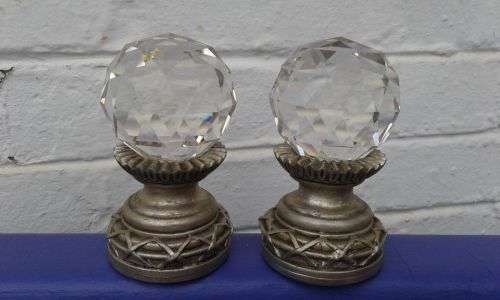 Large High Quality Genuine Prism Crystal Curtain Rod Finials Rail Ends Dual Pack In Box