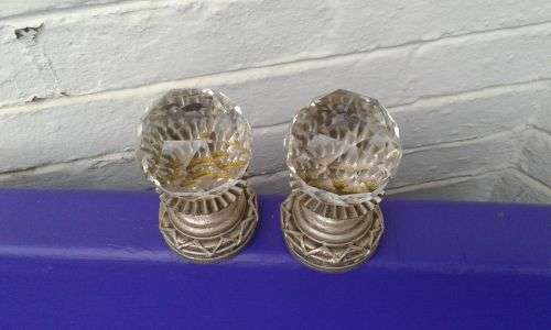Large High Quality Genuine Prism Crystal Curtain Rod Finials Rail Ends Dual Pack In Box