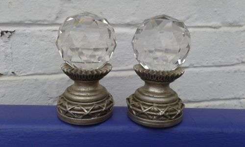 Large High Quality Genuine Prism Crystal Curtain Rod Finials Rail Ends Dual Pack In Box