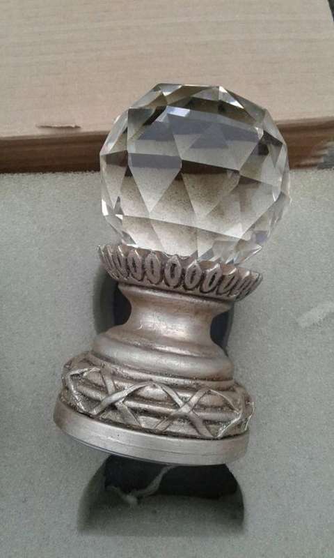 Large High Quality Genuine Prism Crystal Curtain Rod Finials Rail Ends Dual Pack In Box