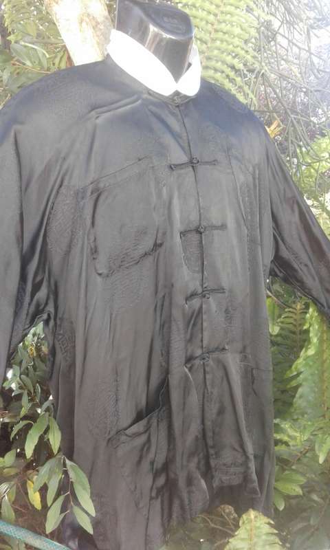 Vintage Original Pure Chinese Silk Shirt With Detachable Collar Size XL