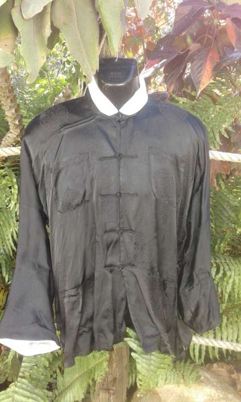 Vintage Original Pure Chinese Silk Shirt With Detachable Collar Size XL