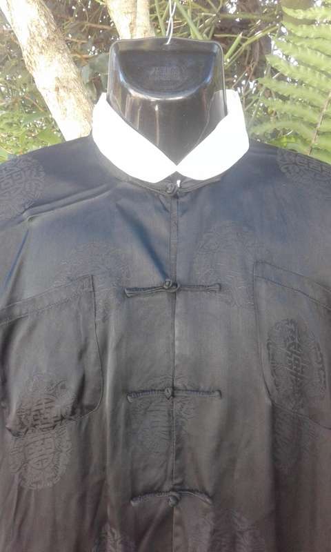 Vintage Original Pure Chinese Silk Shirt With Detachable Collar Size XL