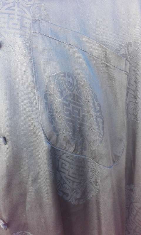 Vintage Original Pure Chinese Silk Shirt With Detachable Collar Size XL