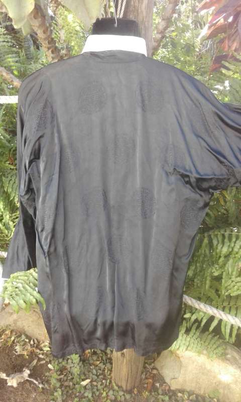 Vintage Original Pure Chinese Silk Shirt With Detachable Collar Size XL