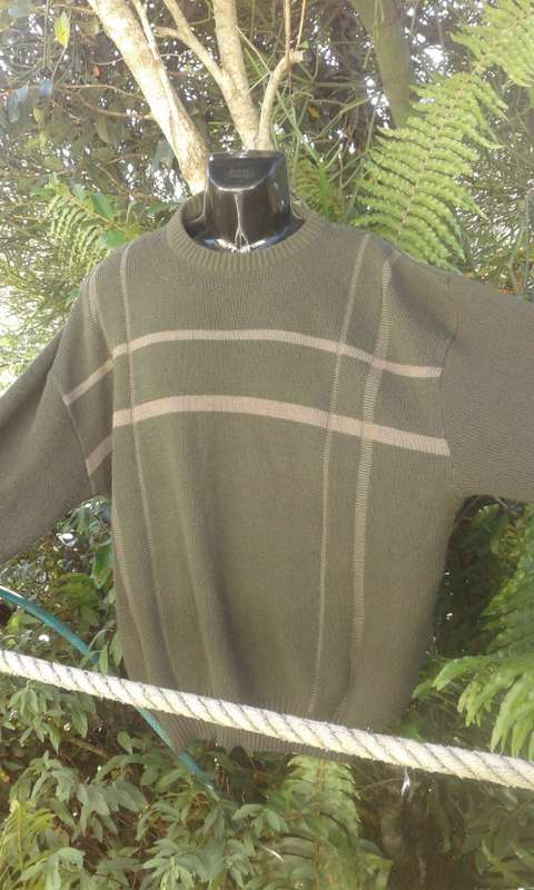 Vintage Moss Green Men`s Wool Sweater By Utility Size XL