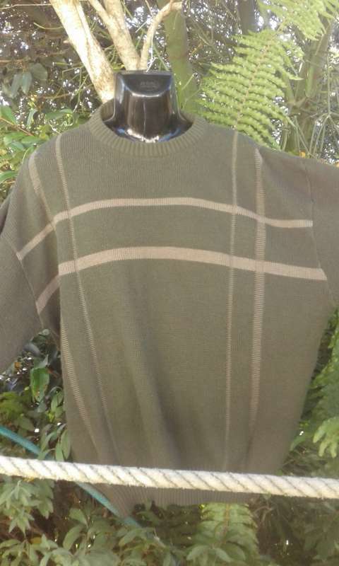 Vintage Moss Green Men`s Wool Sweater By Utility Size XL