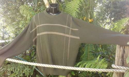 Vintage Moss Green Men`s Wool Sweater By Utility Size XL