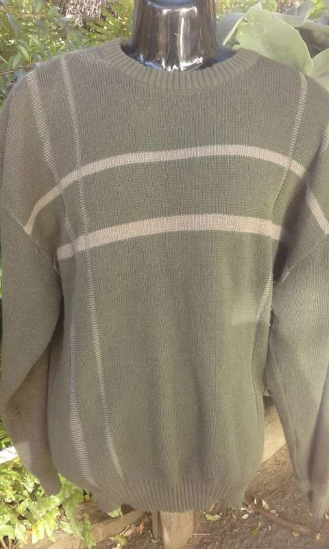 Vintage Moss Green Men`s Wool Sweater By Utility Size XL
