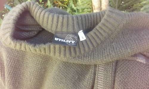 Vintage Moss Green Men`s Wool Sweater By Utility Size XL