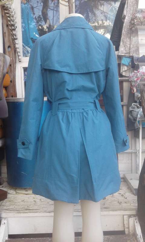Turquoise Blue Trench Coat With Belt By Mango Size 10 to 12
