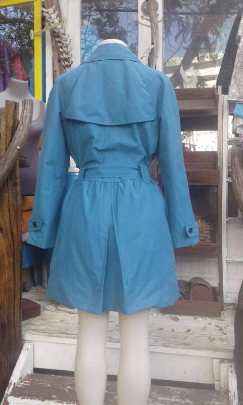 Turquoise Blue Trench Coat With Belt By Mango Size 10 to 12