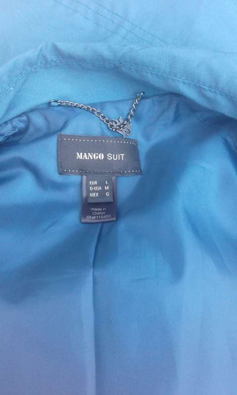 Turquoise Blue Trench Coat With Belt By Mango Size 10 to 12