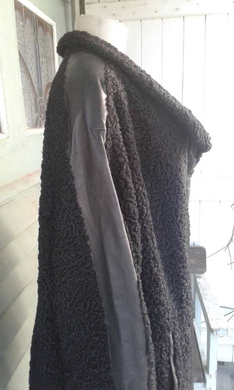 Vintage Black Genuine Karakul Persian Lamb Swakara Fur Jacket Coat Size 14