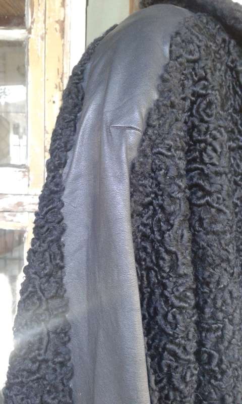 Vintage Black Genuine Karakul Persian Lamb Swakara Fur Jacket Coat Size 14