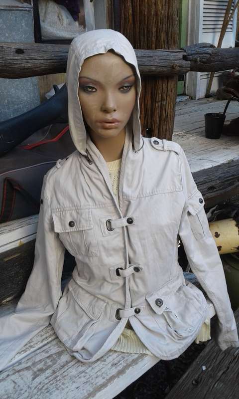 Fishbone Denim Jacket With Hood Size 10