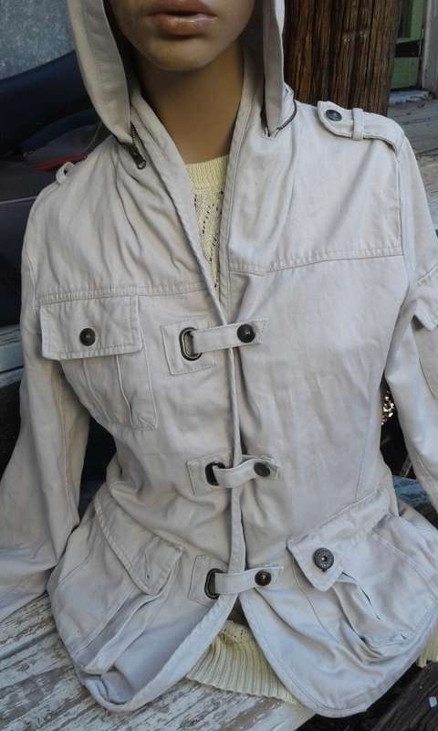 Fishbone Denim Jacket With Hood Size 10
