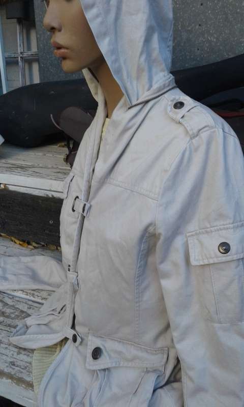 Fishbone Denim Jacket With Hood Size 10