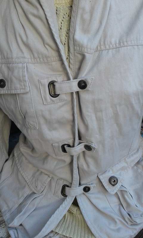 Fishbone Denim Jacket With Hood Size 10