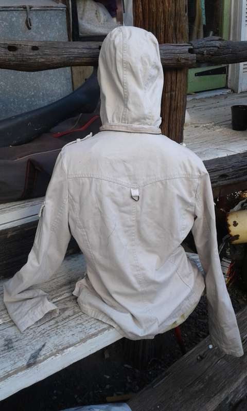 Fishbone Denim Jacket With Hood Size 10