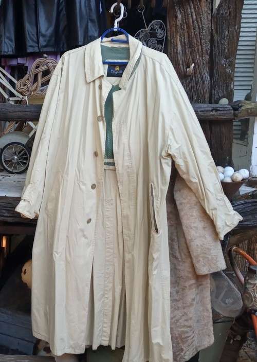 Vintage Original BUGATTI Beige Double Breasted Mens Designer Trench Coat Size L to XL