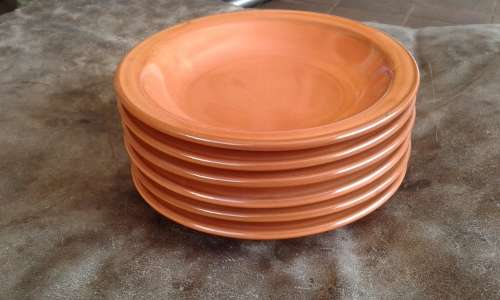 Mid Century Modern Set Of 6 High Glazed Vitricotta Side Plates Terracotta Color
