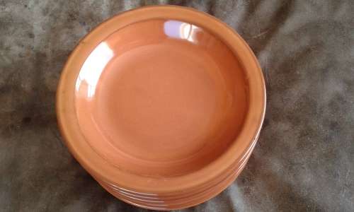 Mid Century Modern Set Of 6 High Glazed Vitricotta Side Plates Terracotta Color