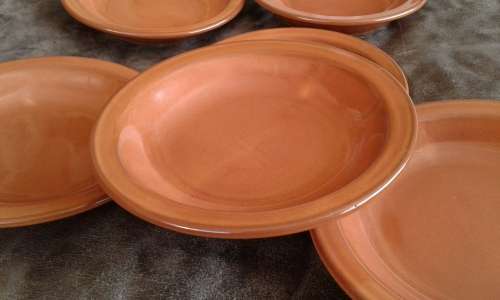 Mid Century Modern Set Of 6 High Glazed Vitricotta Side Plates Terracotta Color