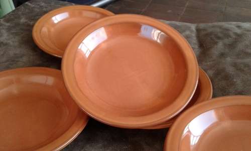 Mid Century Modern Set Of 6 High Glazed Vitricotta Side Plates Terracotta Color
