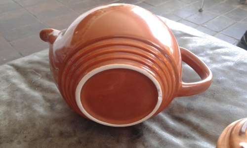 Mid Century Modern High Glazed Vitricotta Coffee Pot Tea Pot Sugar Bowl Canosa Pottery