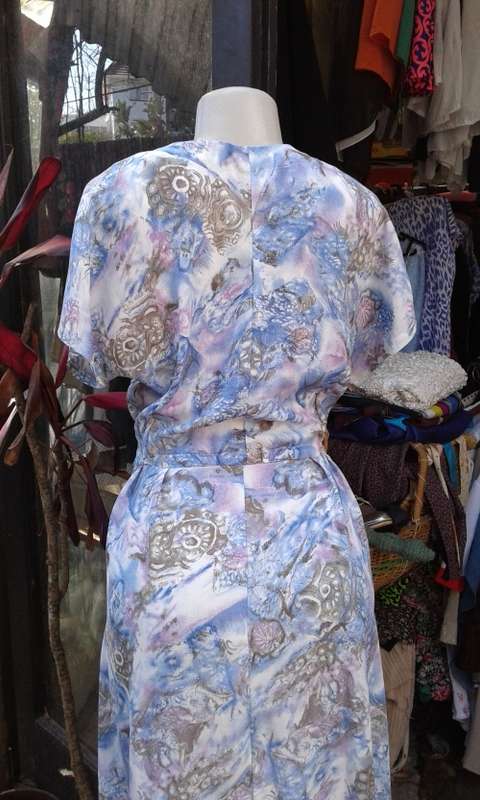 Vintage 1980s Handsewn Summer Dress With Shoulder Pads And Belt Size 14