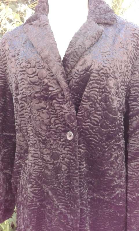 Solitaire By BON` A PARTE Black Faux Caracul Fur 1940s Style Coat